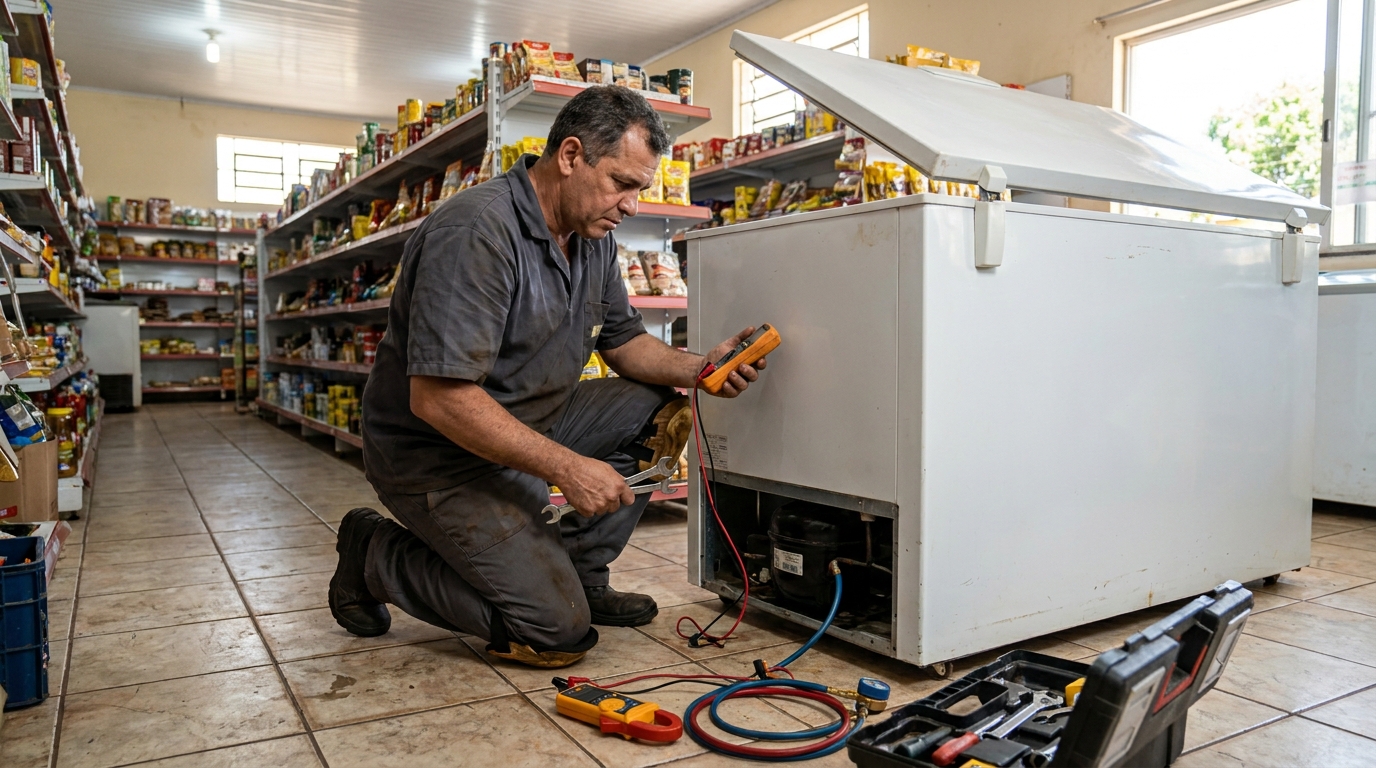Troca de termostato de freezer em atendimento em São Bernardo do Campo‑SP
